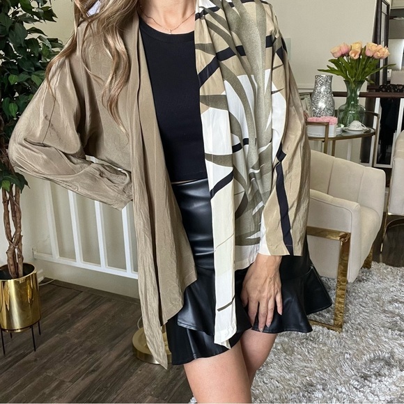 Genny Silk Multicolor Cardigan Wrap Tie Front Silky High Low Flowy Top Blouse 8 - Picture 1 of 16